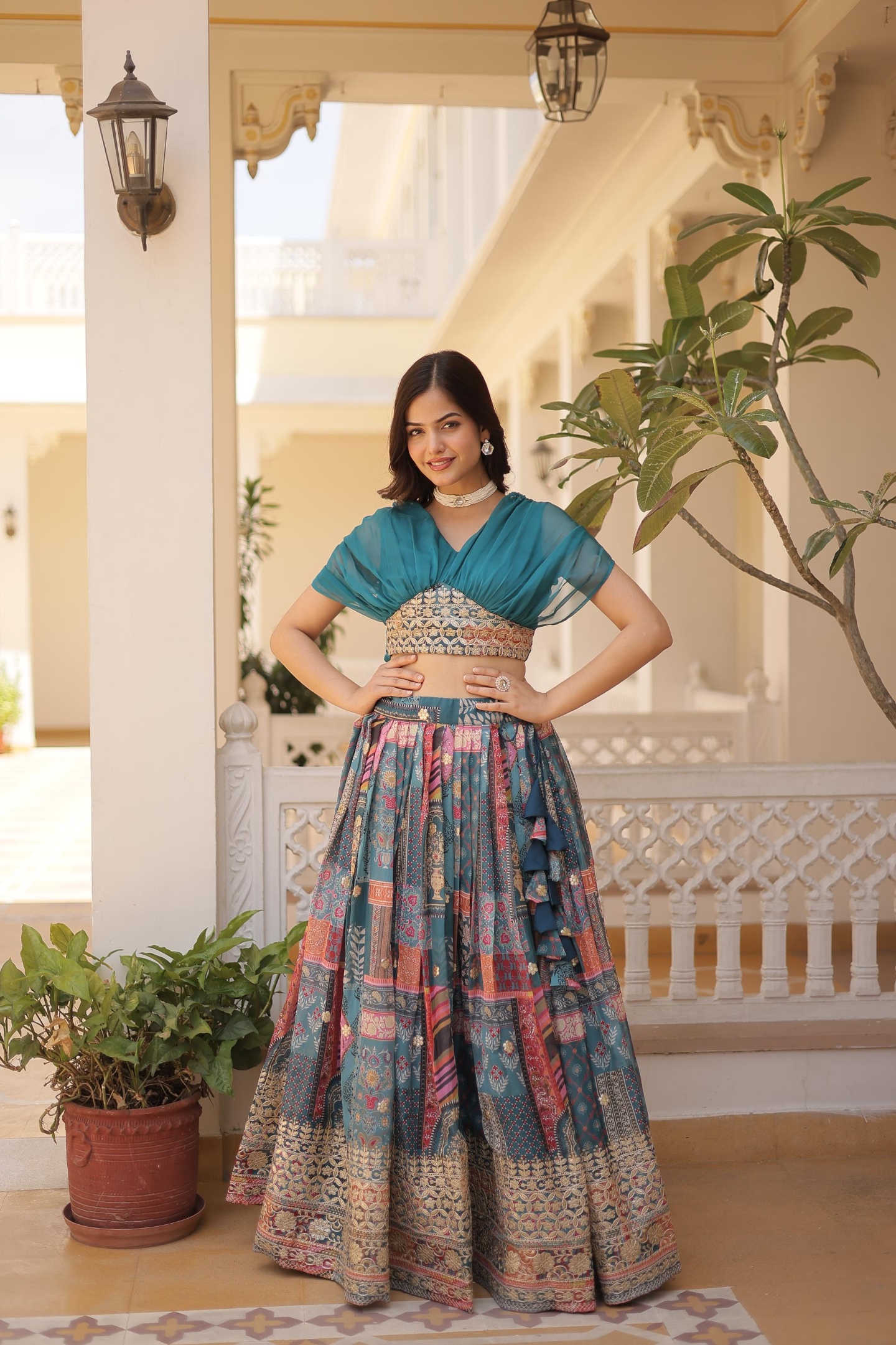 Rama Russian Silk Lehenga Choli