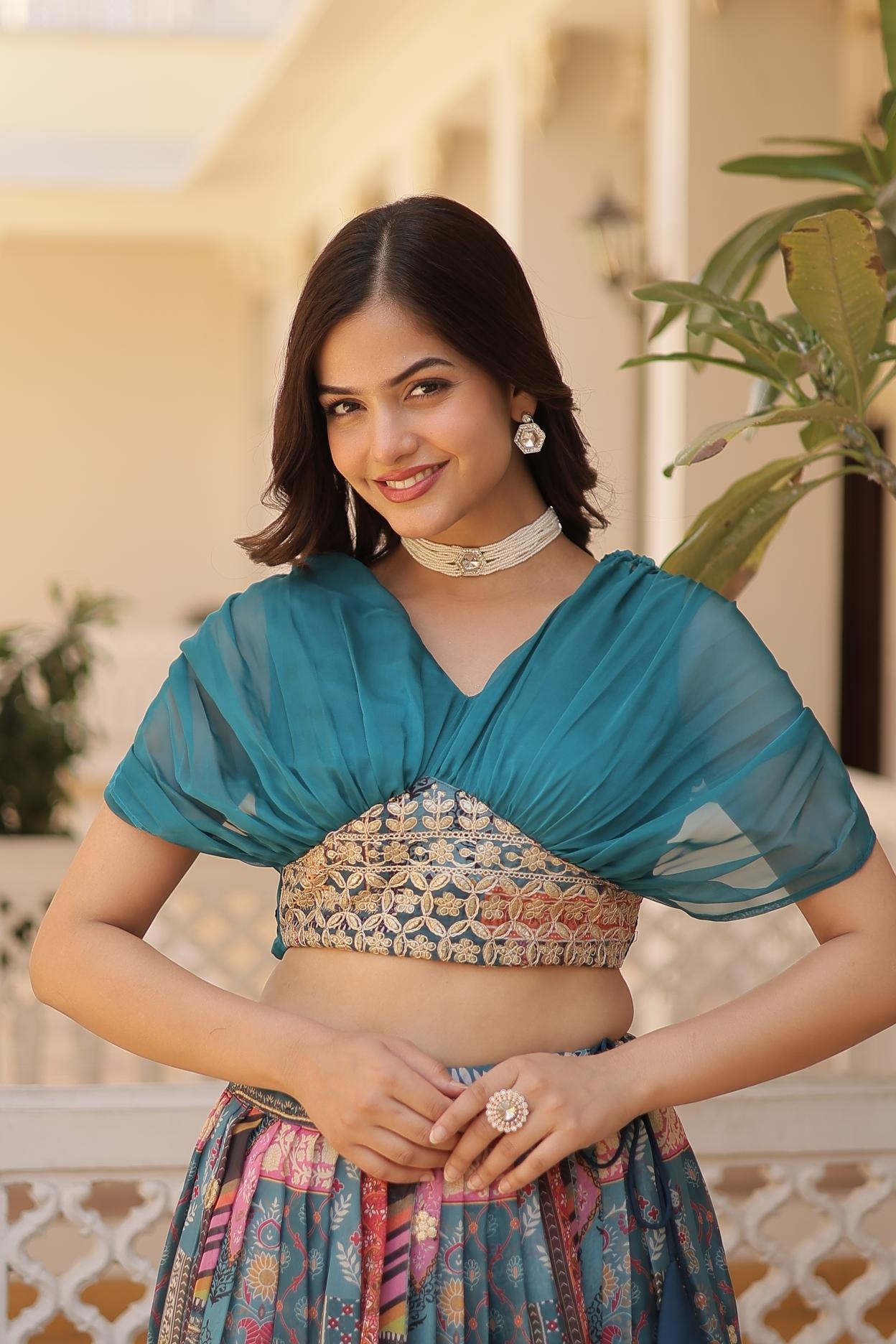 Rama Russian Silk Lehenga Choli