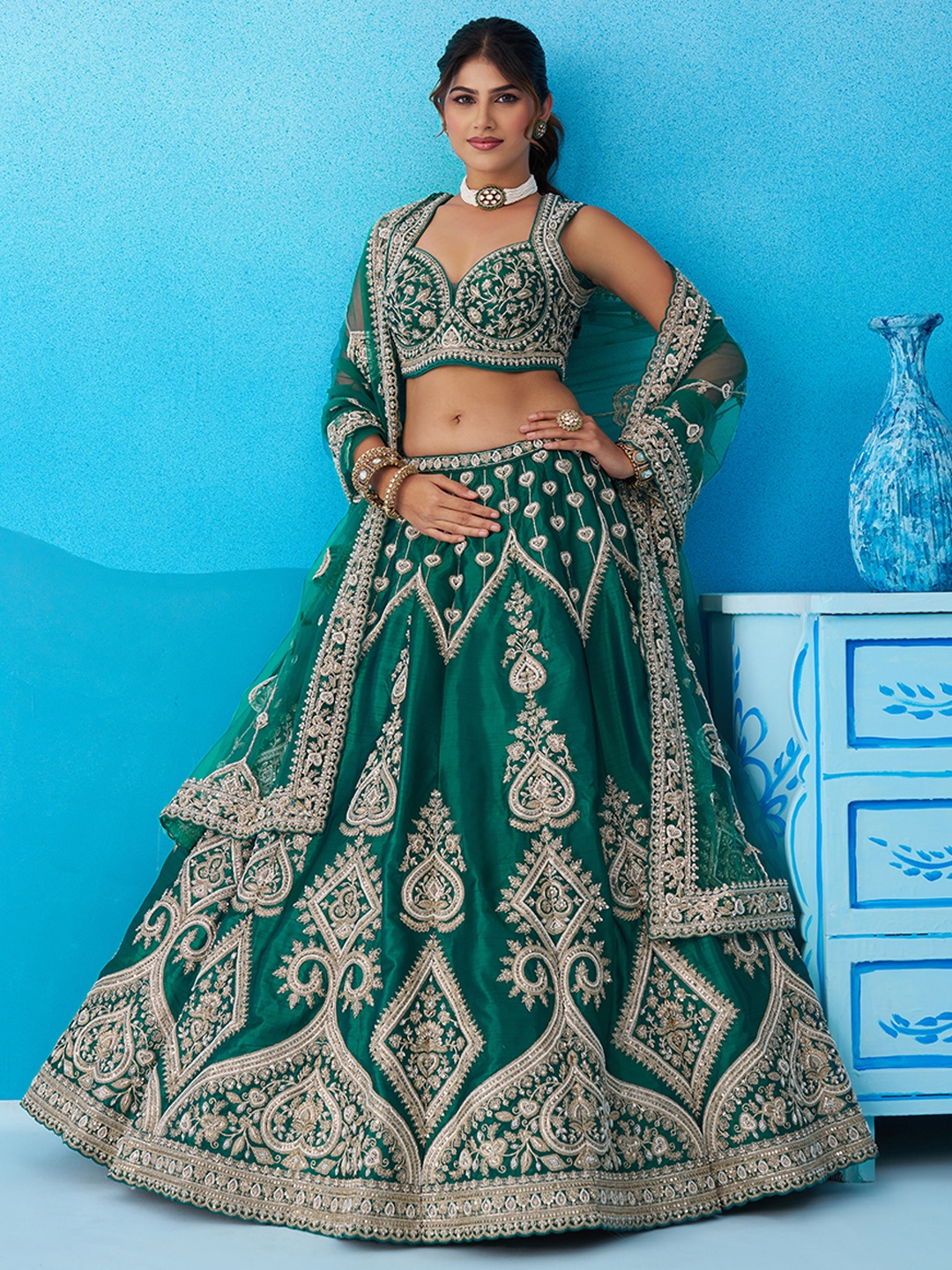 Rama Signature Sequins Embroidered Silk Bridal Lehenga