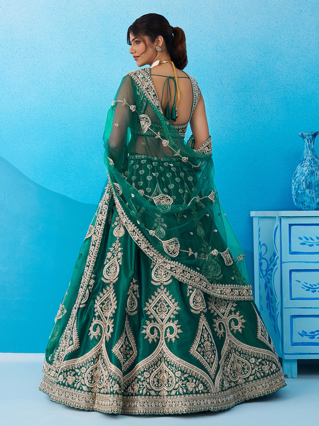 Rama Signature Sequins Embroidered Silk Bridal Lehenga — alternate view