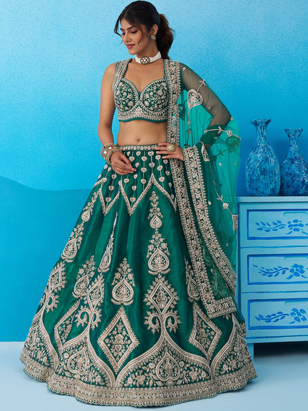 Rama Signature Sequins Embroidered Silk Bridal Lehenga