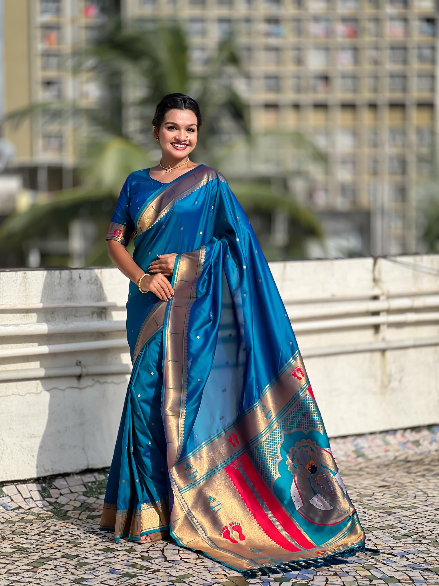Rama Soft Silk Paithani Designer Saree