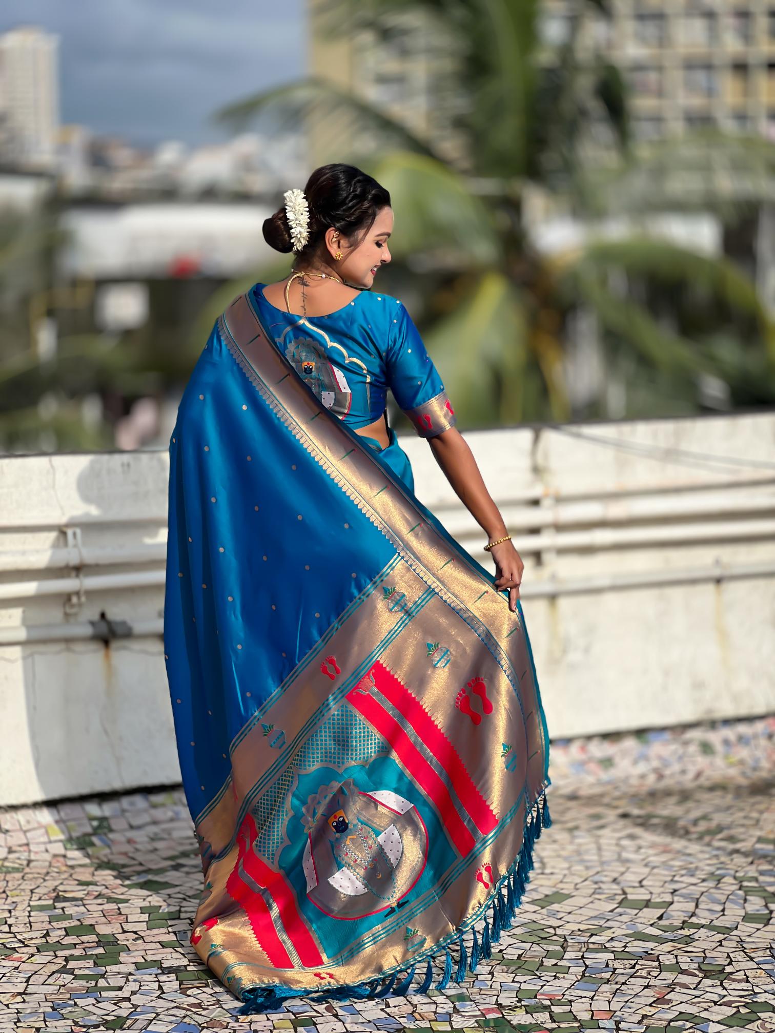 Rama Soft Silk Paithani Designer Saree — alternate view