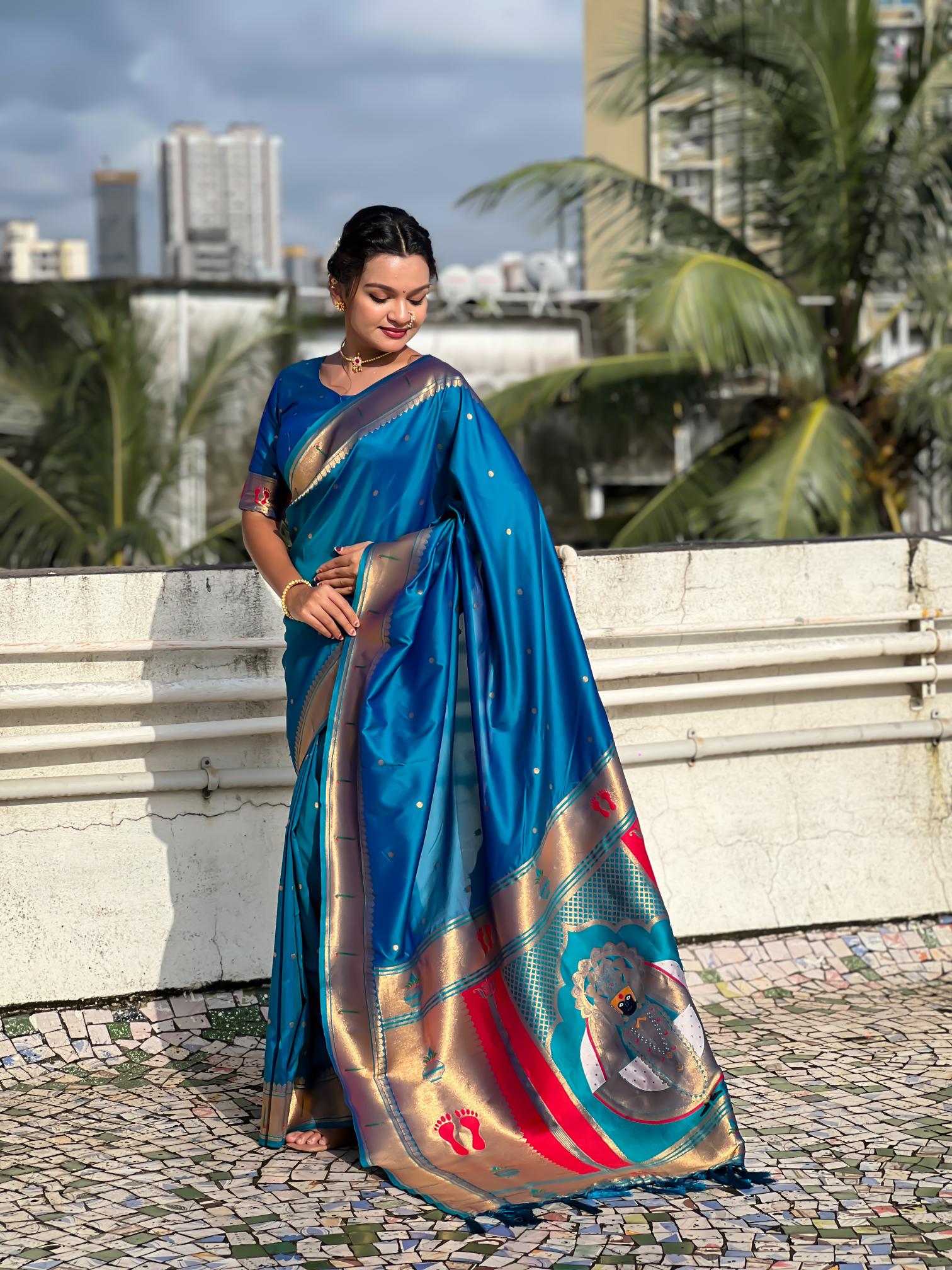 Rama Soft Silk Paithani Designer Saree
