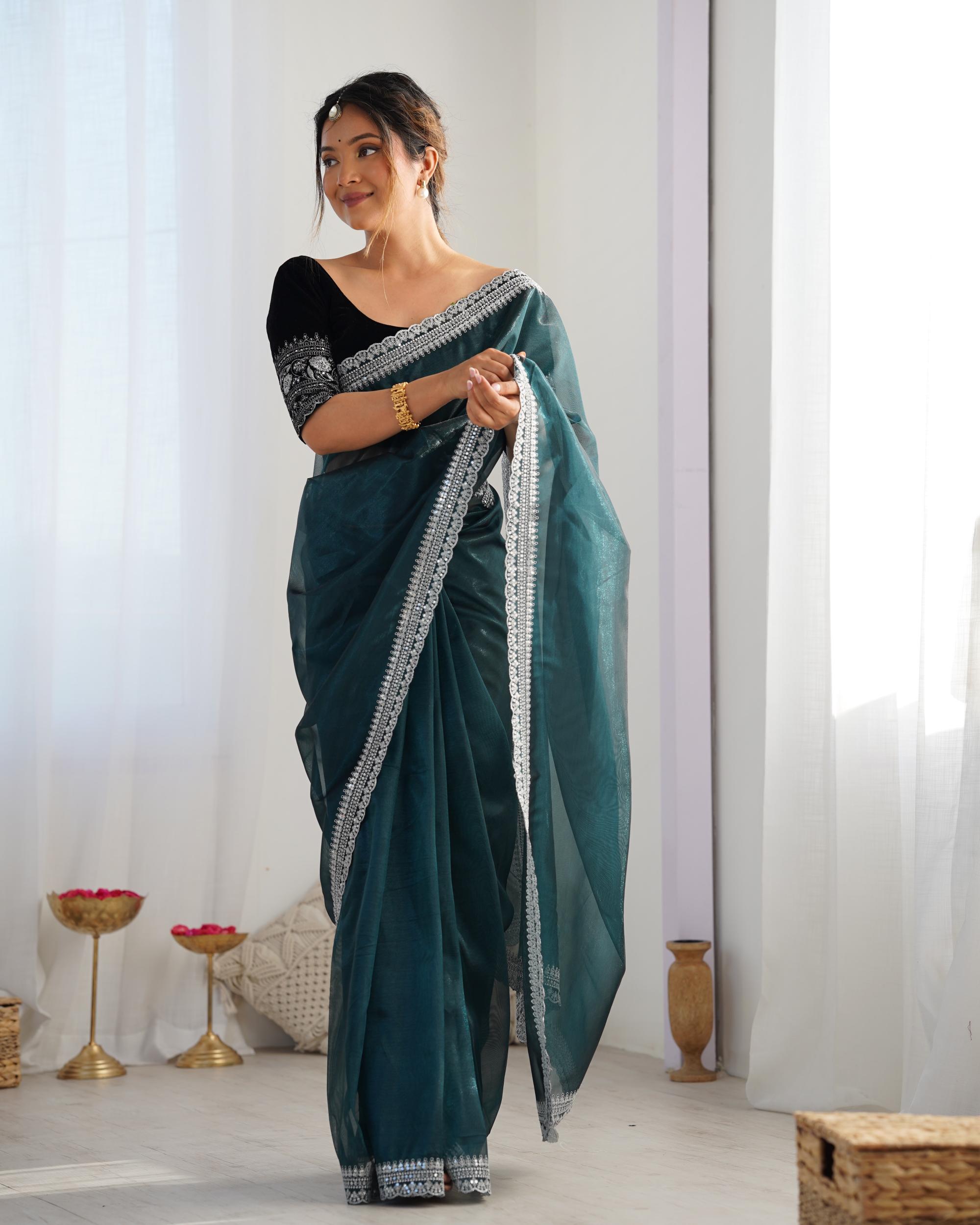 Rama Twill Net Saree