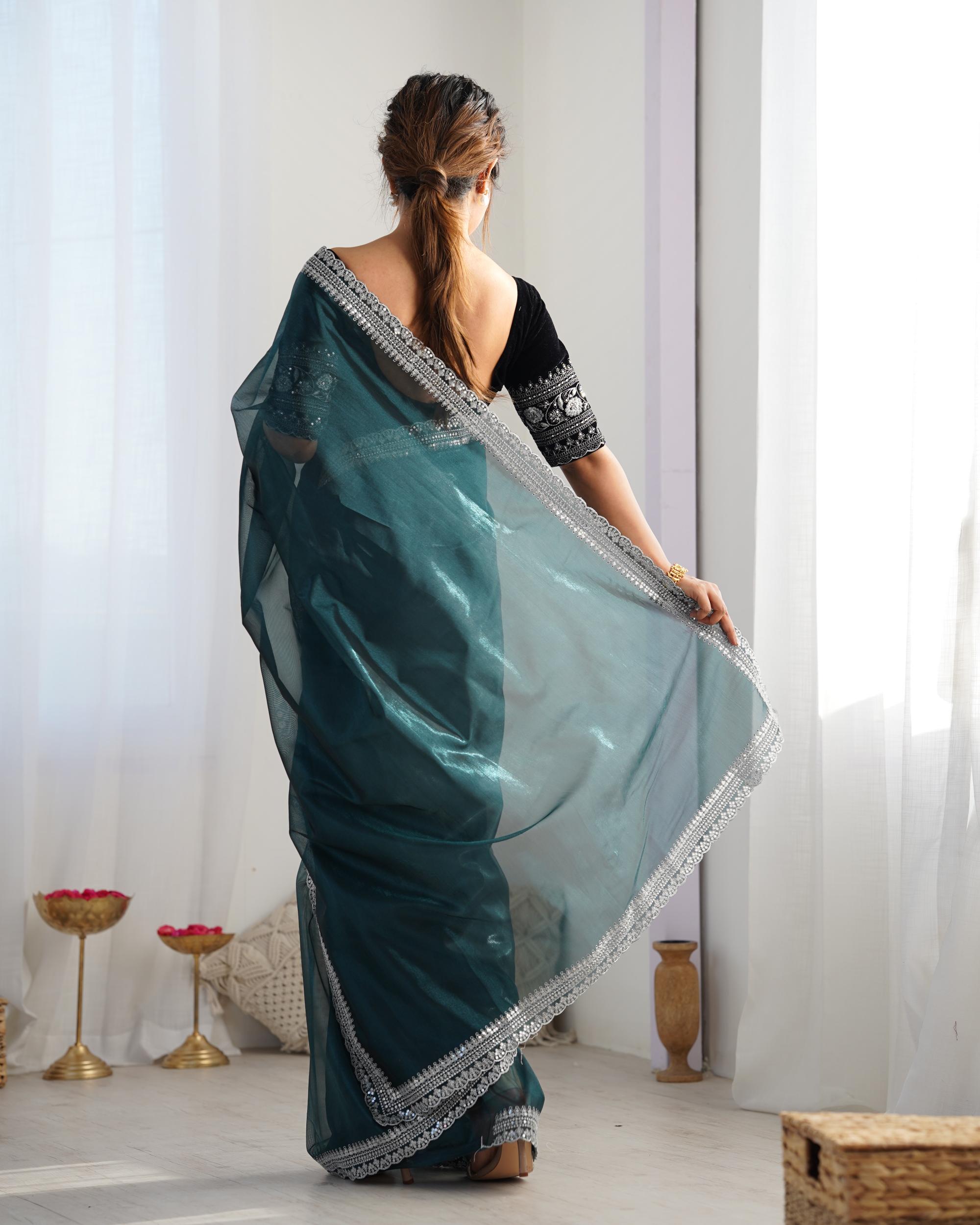 Rama Twill Net Saree — alternate view