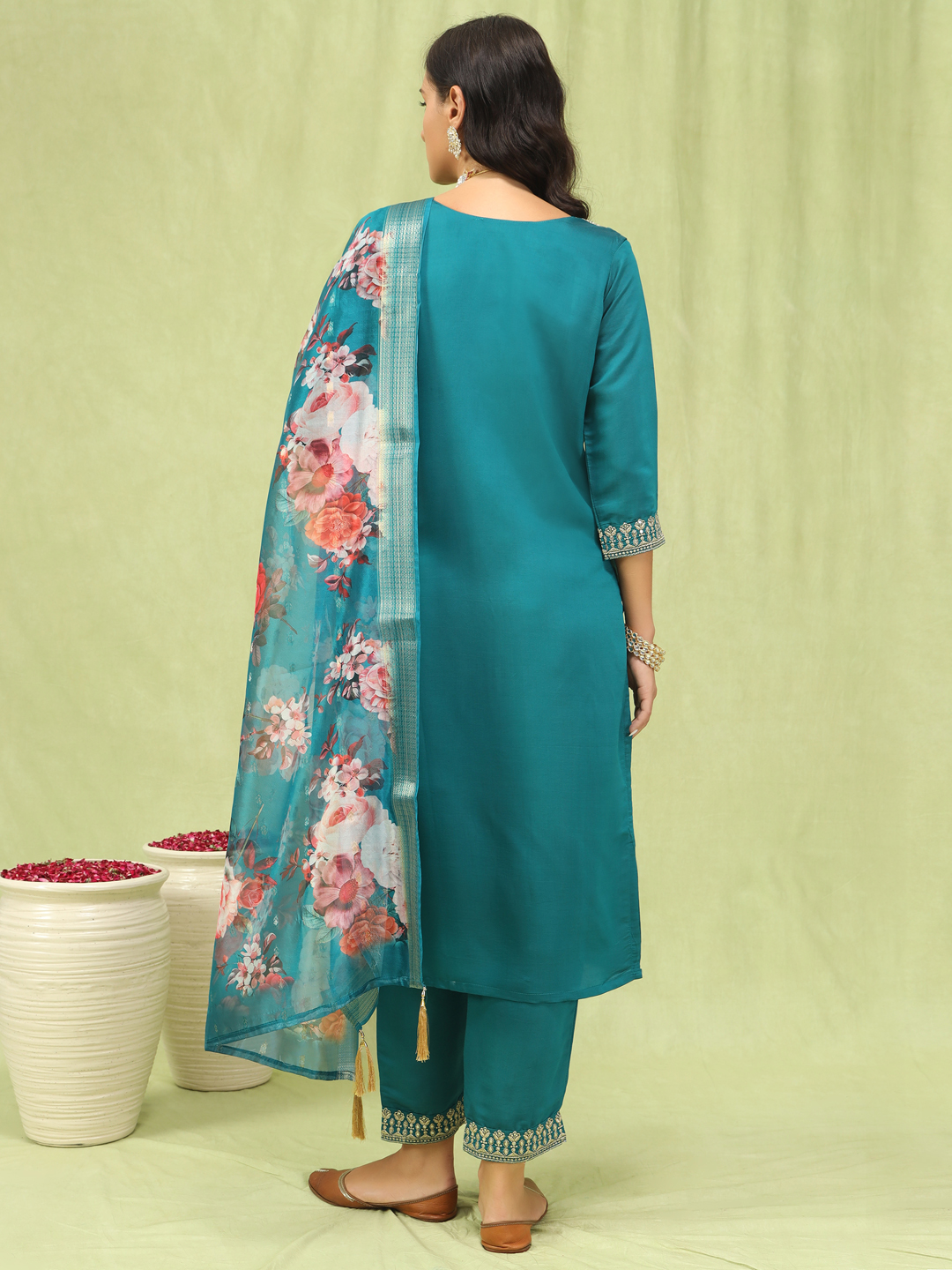 Rama Viscose Roman Silk Embroidered Readymade Salwar — alternate view