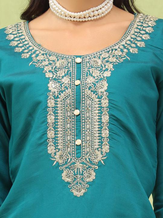 Rama Viscose Roman Silk Embroidered Readymade Salwar