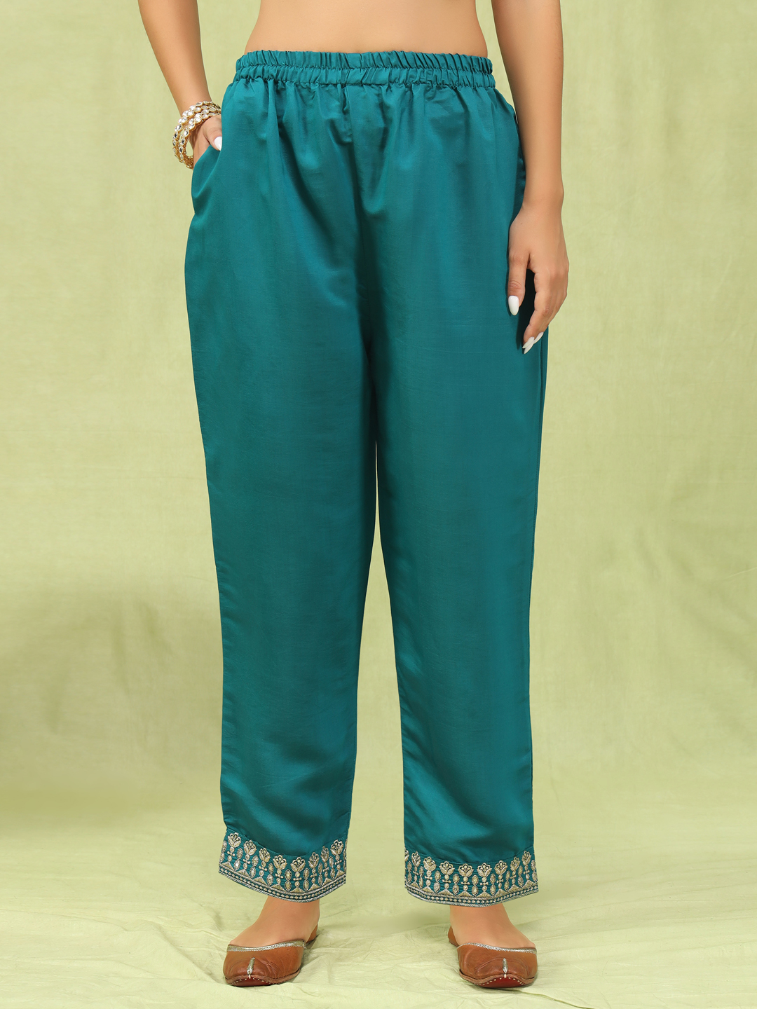 Rama Viscose Roman Silk Embroidered Readymade Salwar