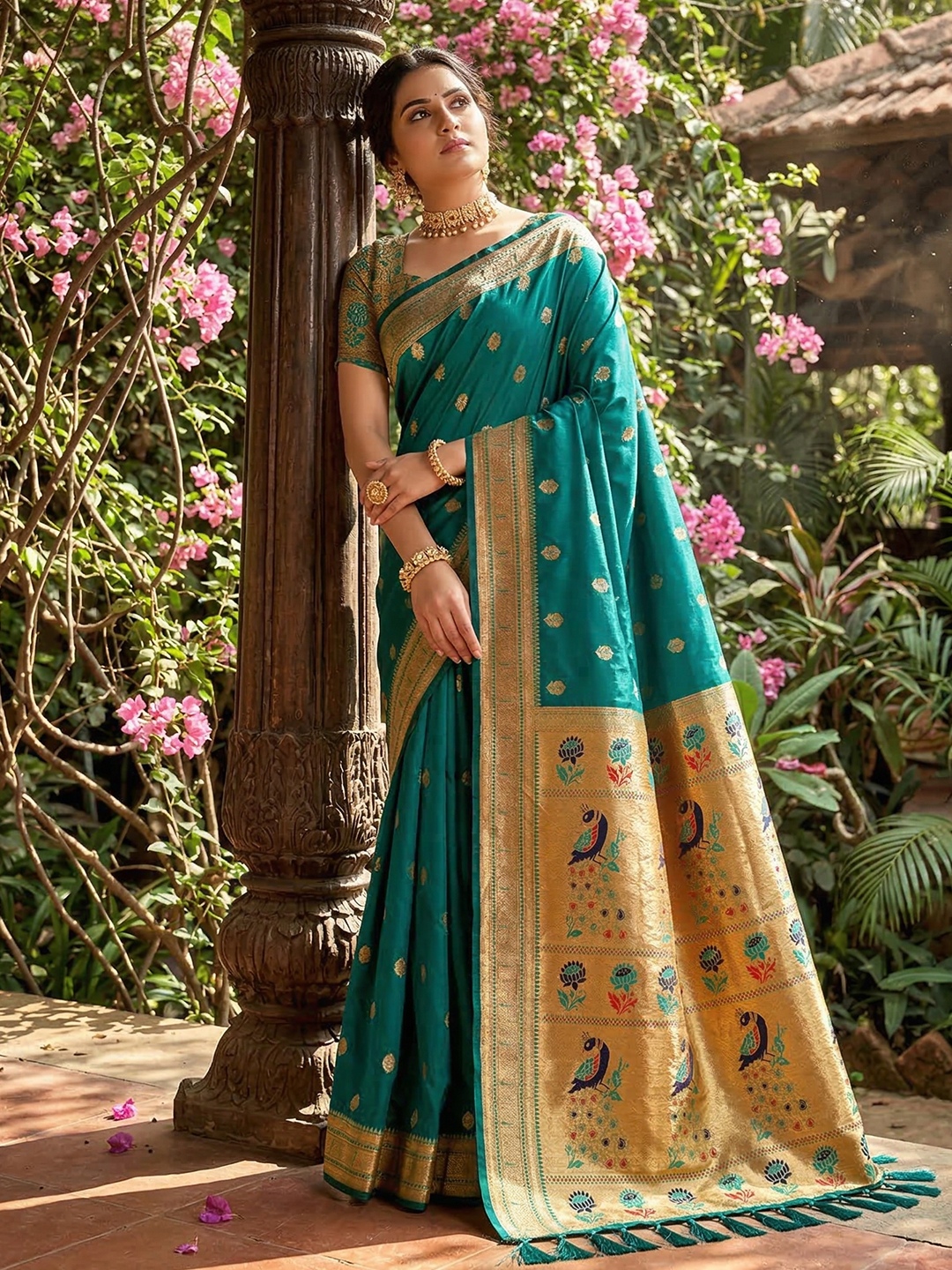Rama Woven Soft Silk Saree