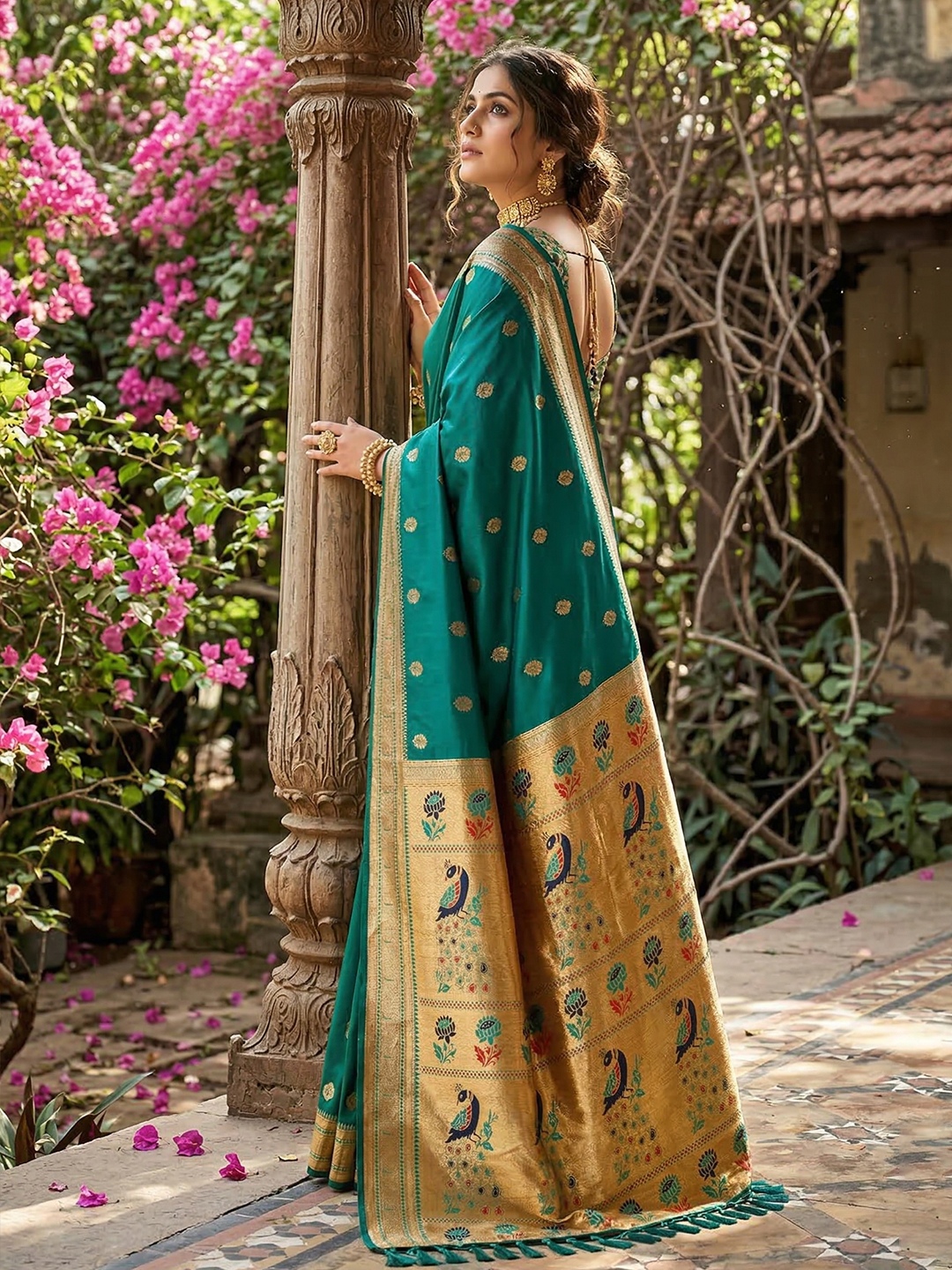 Rama Woven Soft Silk Saree — alternate view