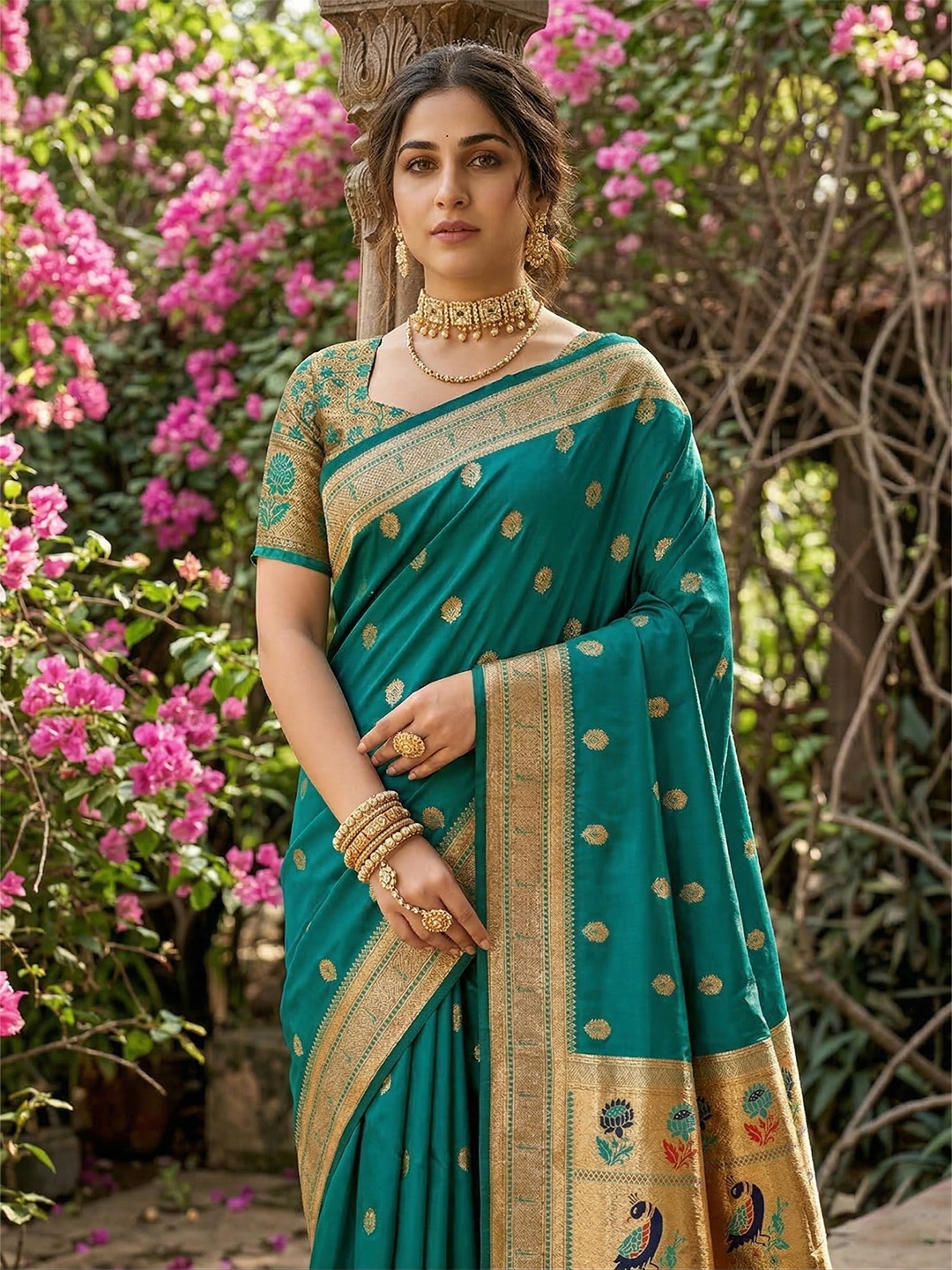 Rama Woven Soft Silk Saree