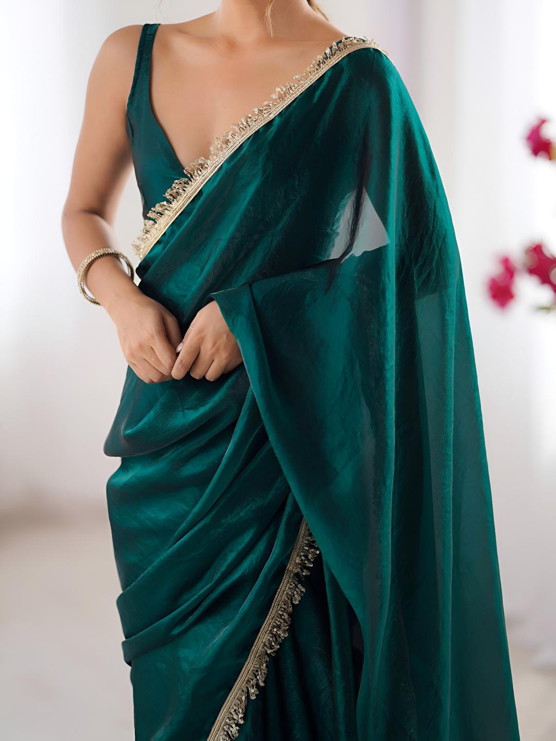 Rama Zalar Lace Border Space Silk Saree