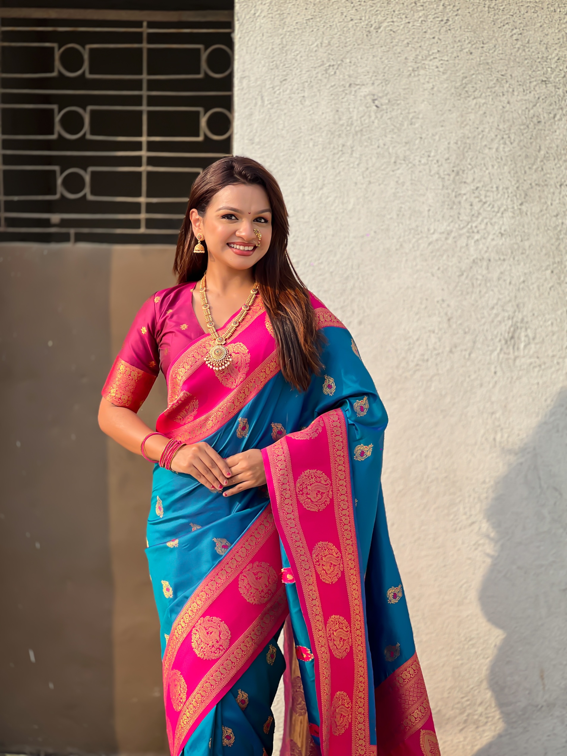 Rama Zari Woven Soft Silk Traditional Saree