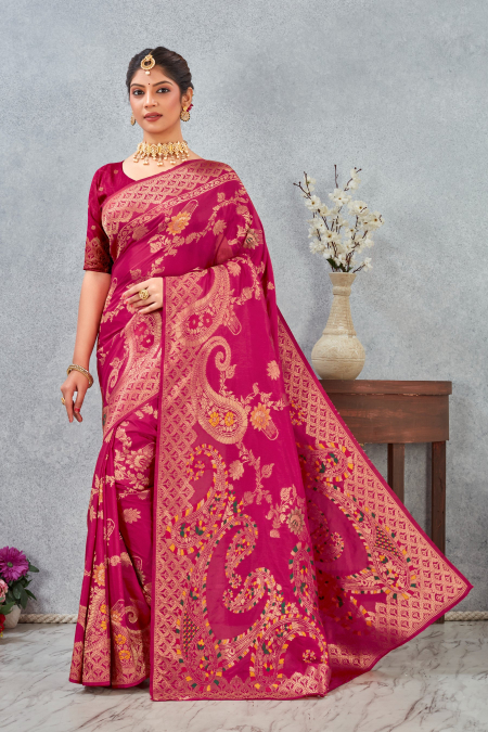 Rani Banarasi Meenakari Silk Saree