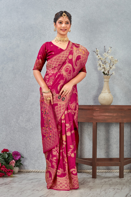 Rani Banarasi Meenakari Silk Saree