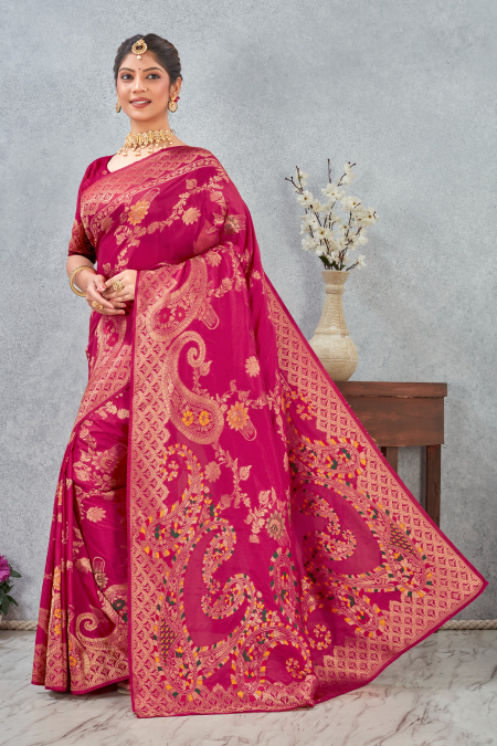 Rani Banarasi Meenakari Silk Saree