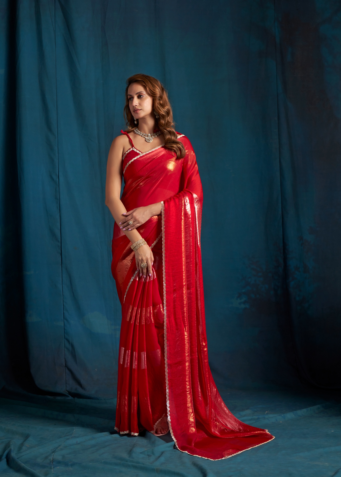 Rani Contemporary Foil Satin Silk Saree