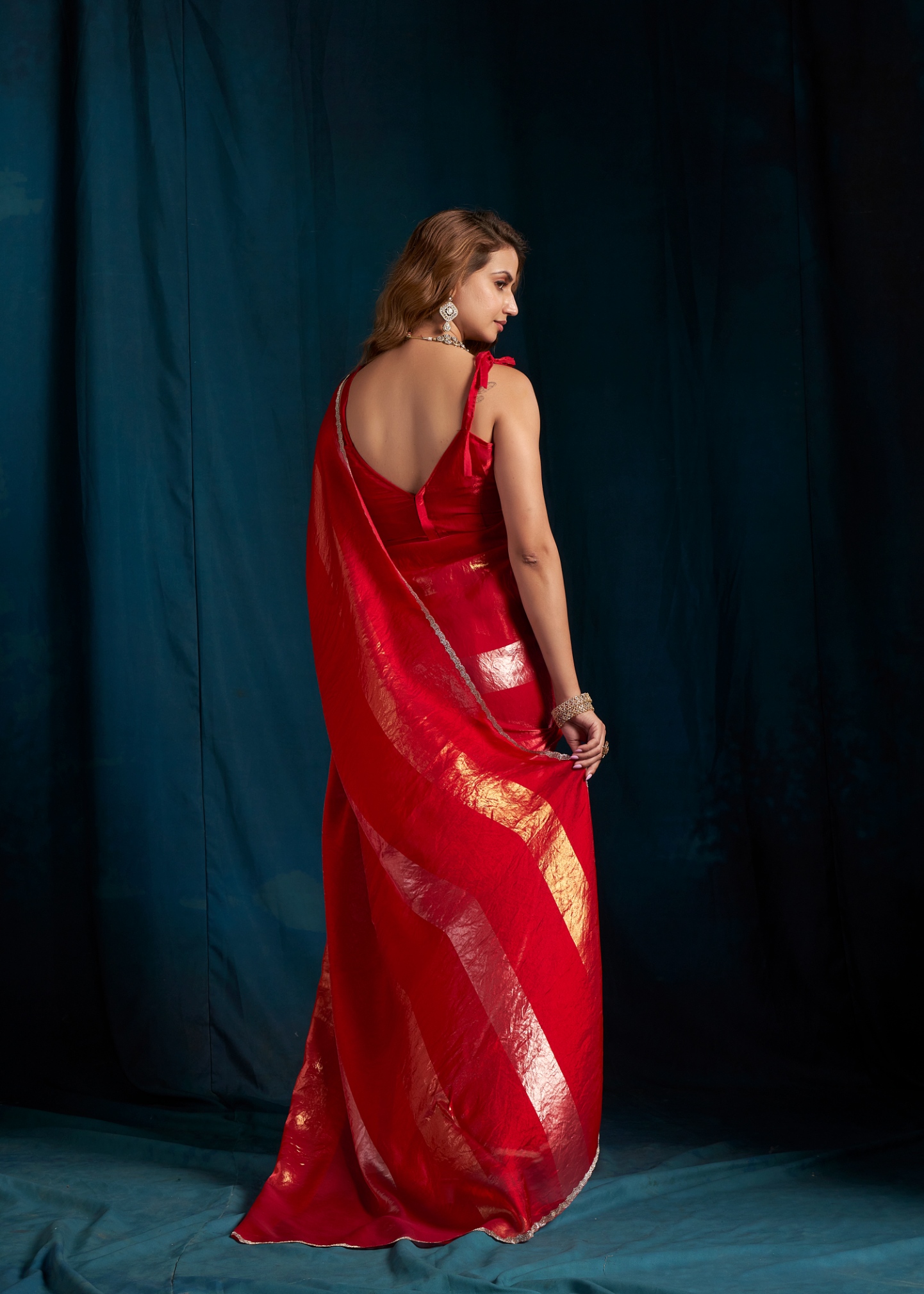 Rani Contemporary Foil Satin Silk Saree — alternate view