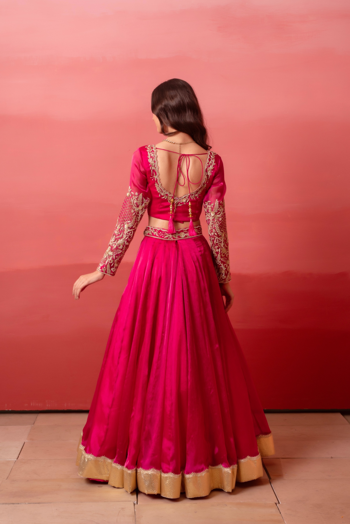 Rani Floral Embroidered Organza Lehenga Choli — alternate view