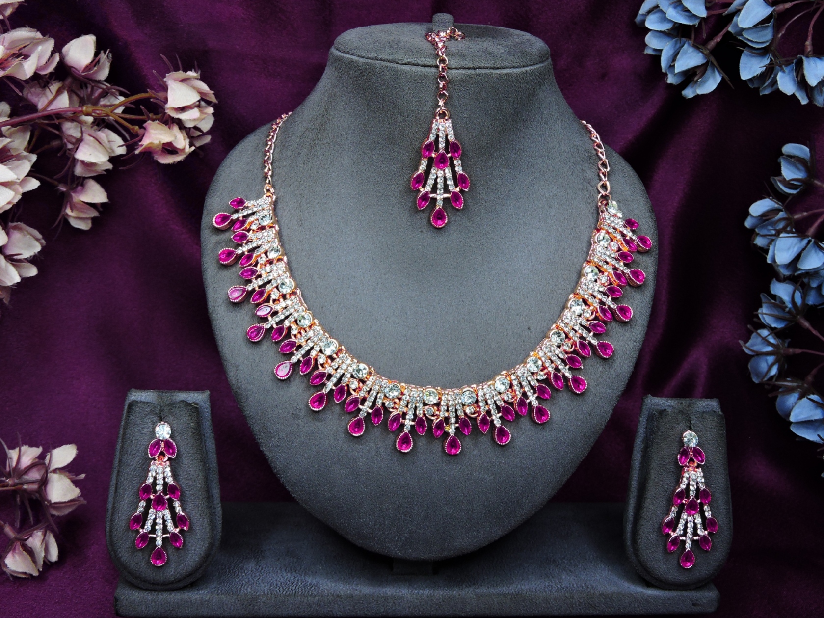 Rani Pink Alloy Necklace Set