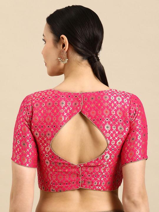Rani Pink Banarasi Silk Jacquard Readymade Blouse — alternate view