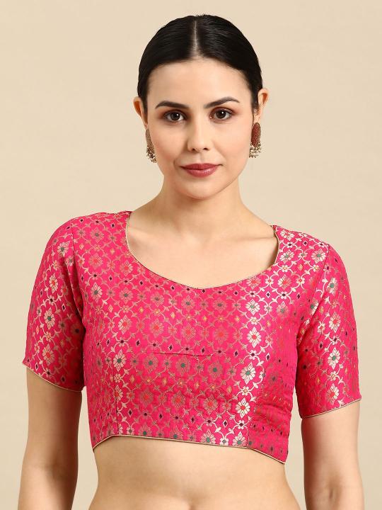 Rani Pink Banarasi Silk Jacquard Readymade Blouse