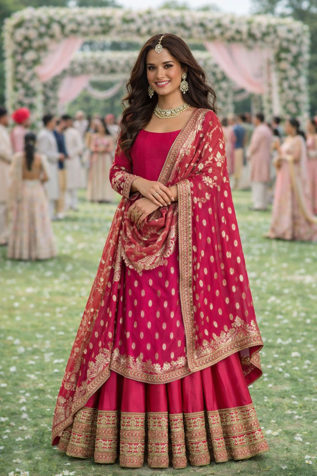 Rani Pink Designer Embroidered Silk Anarkali Suit