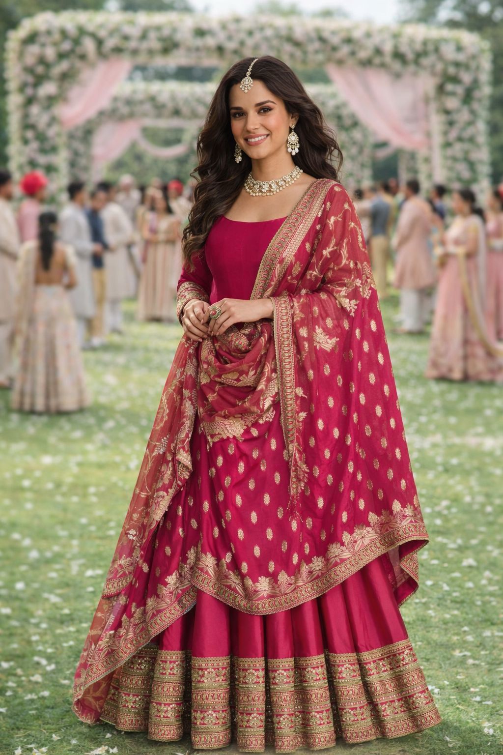 Rani Pink Designer Embroidered Silk Anarkali Suit