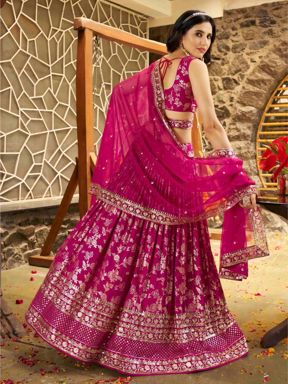Rani Pink Dola Silk Jacquard Lehenga Choli — alternate view