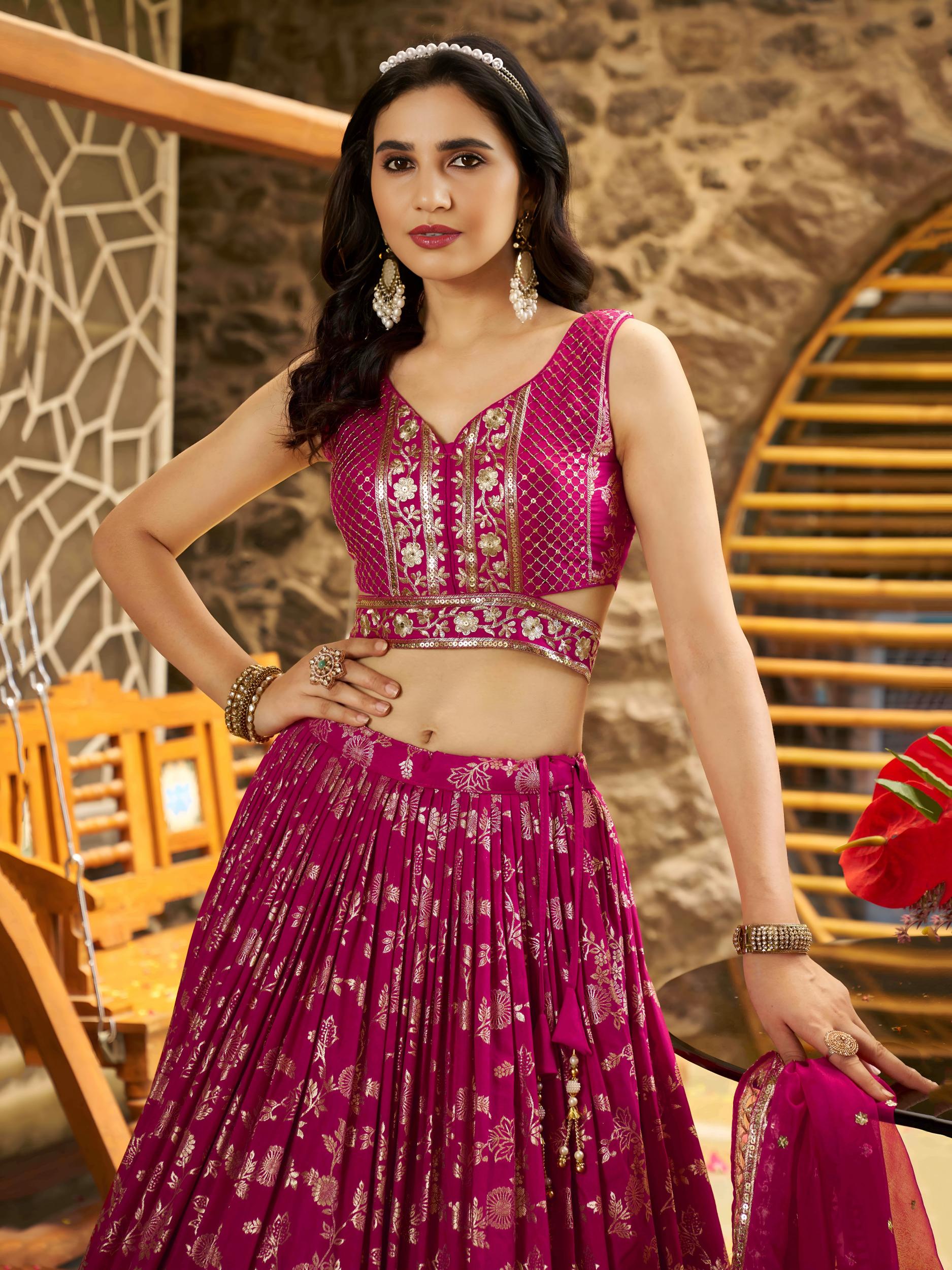 Rani Pink Dola Silk Lehenga