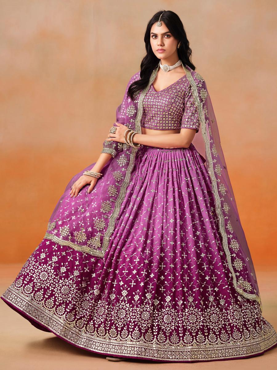 Rani Pink Georgette Lehenga Choli With Dupatta