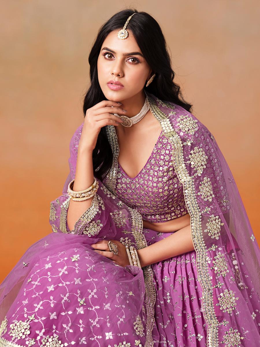 Rani Pink Georgette Lehenga Choli With Dupatta — alternate view