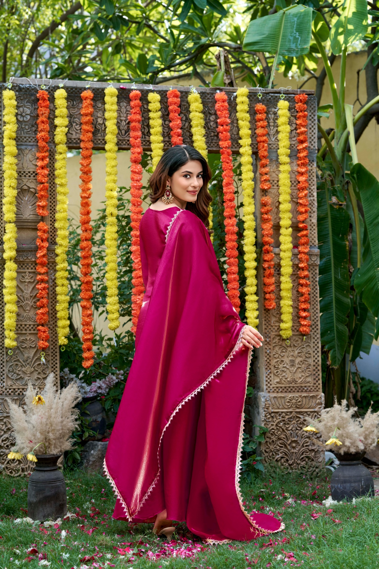 Rani Pink Heritage Embroidered Palazzo Suit — alternate view