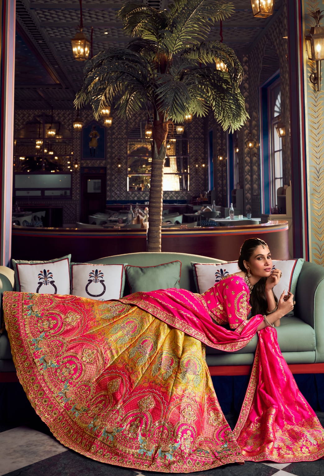 Rani Pink Paisley Embroidery Banarasi Silk Lehenga Choli