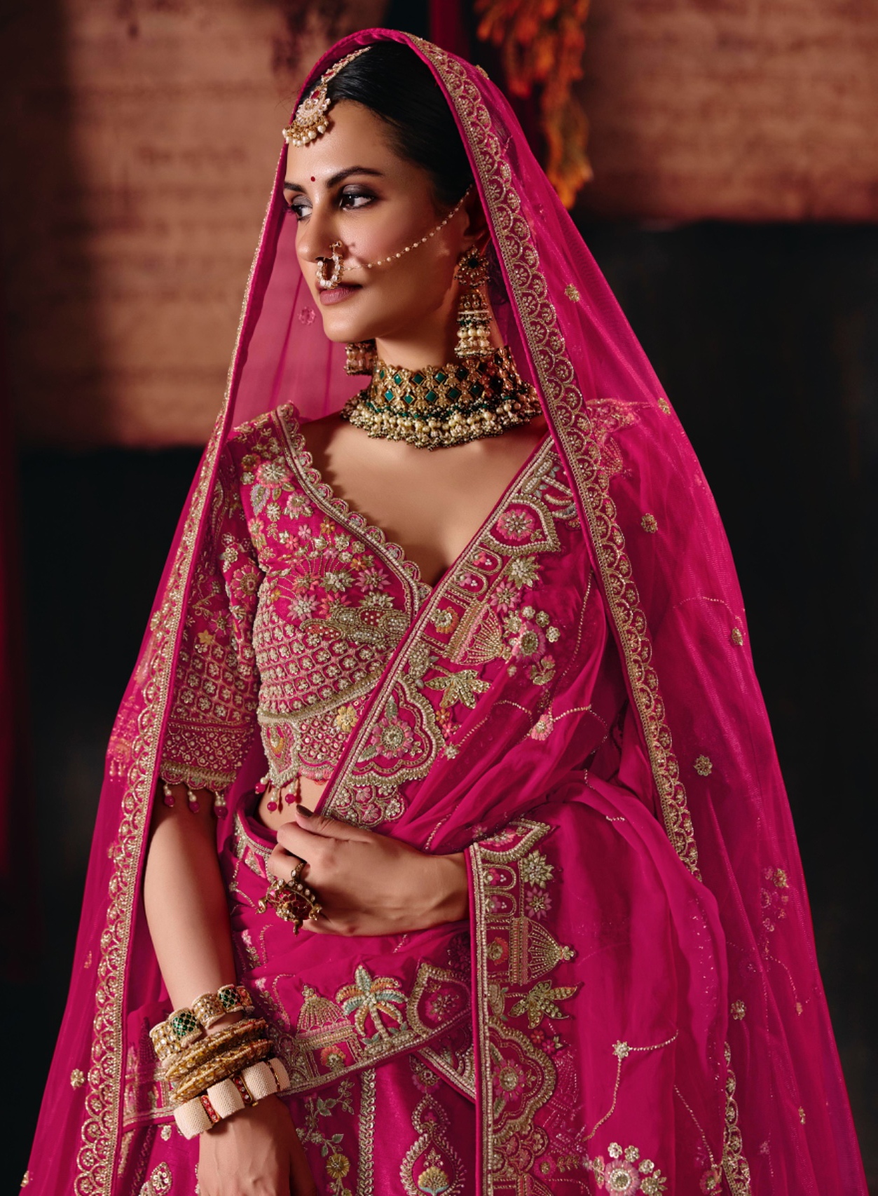 Rani Pink Paisley Silk Flared Lehenga Choli — alternate view