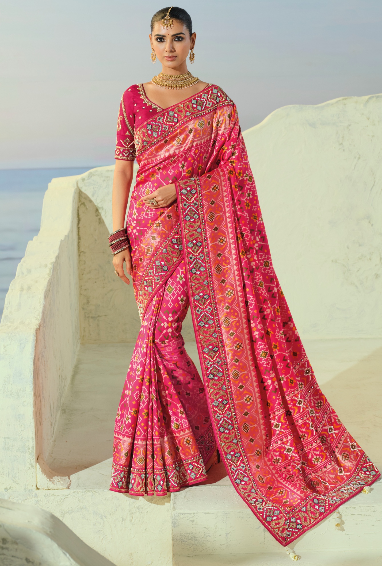 Rani Pink Patola Moti Pure Patan Regal Saree