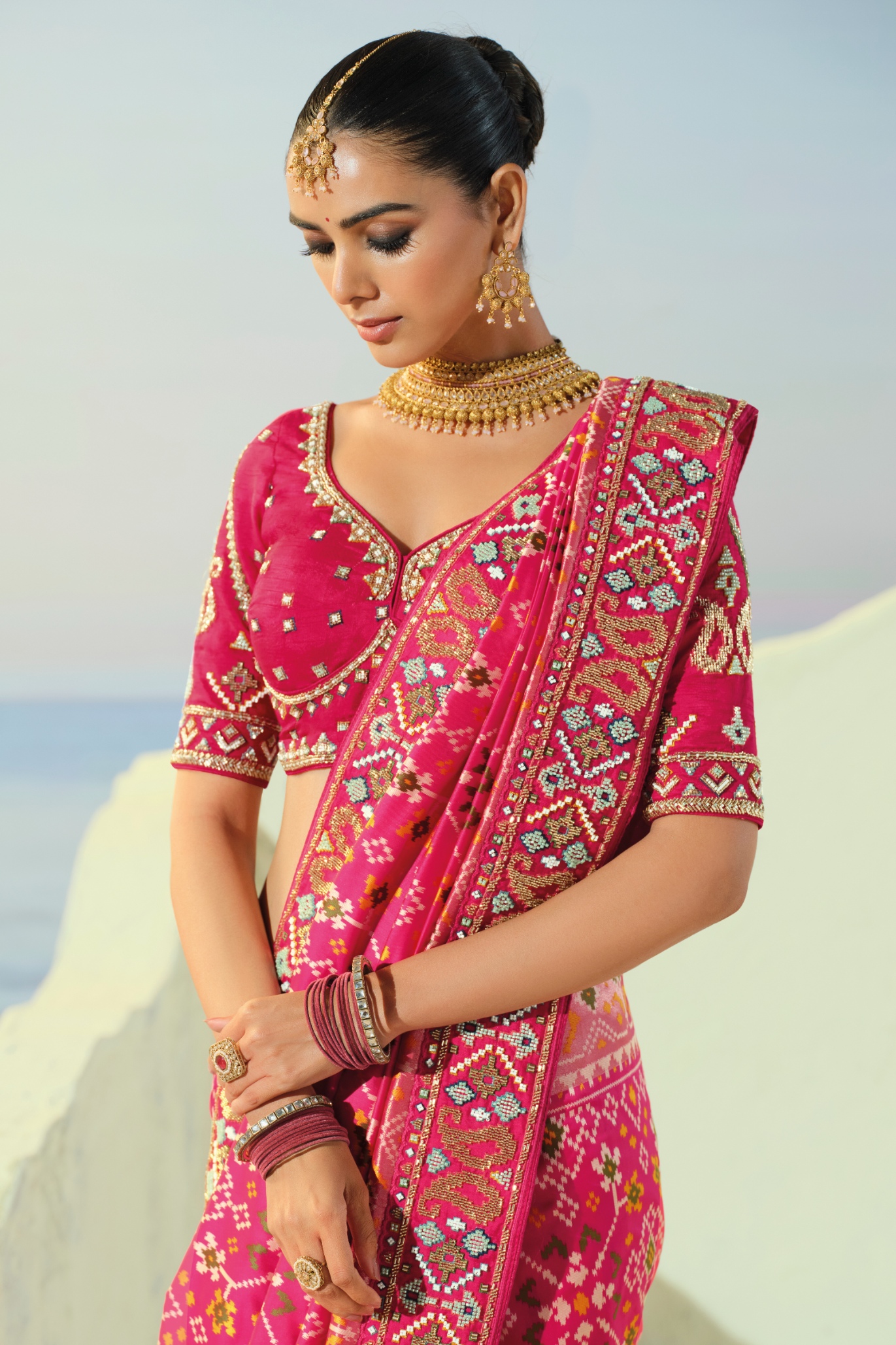 Rani Pink Patola Moti Pure Patan Regal Saree