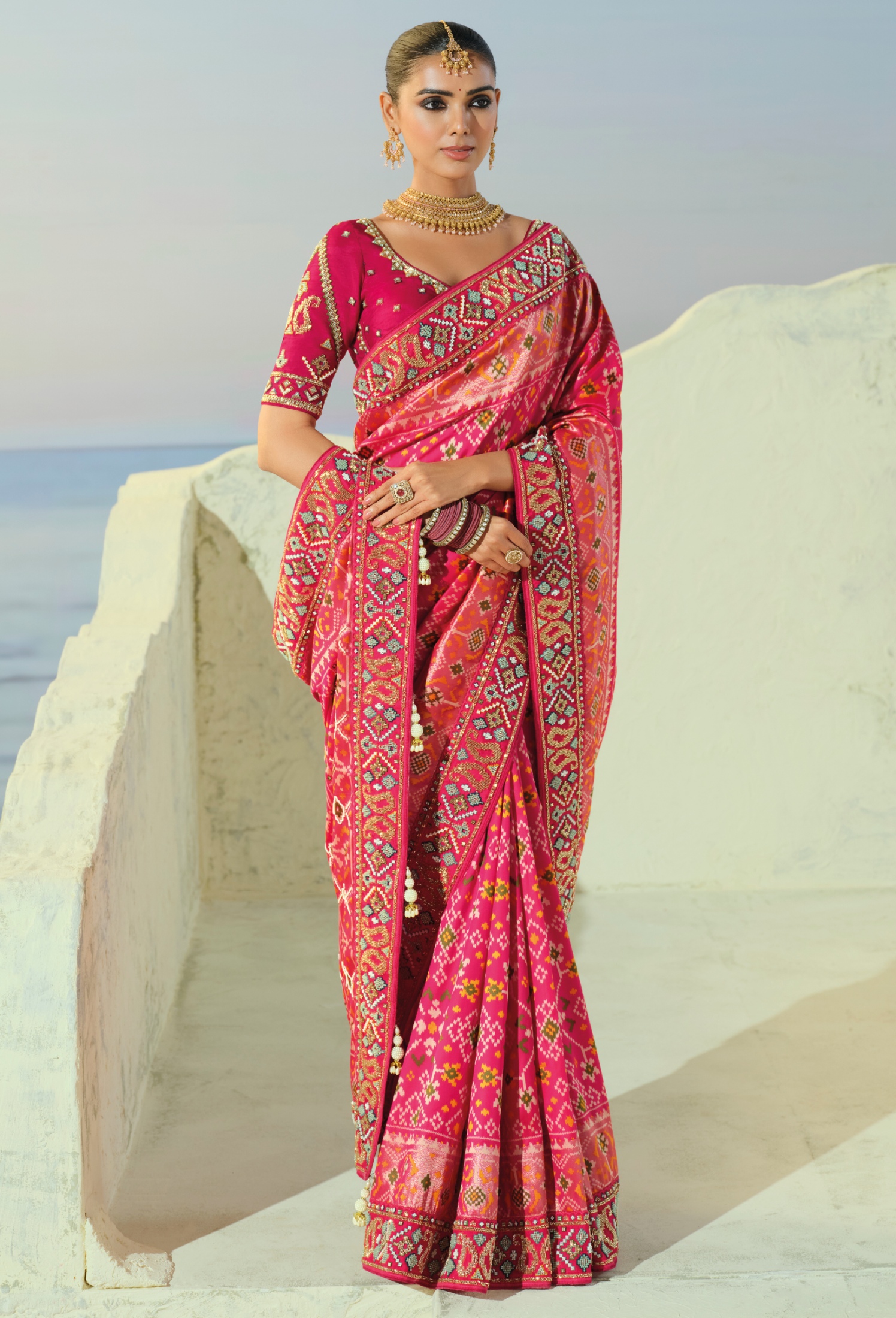 Rani Pink Patola Moti Pure Patan Regal Saree