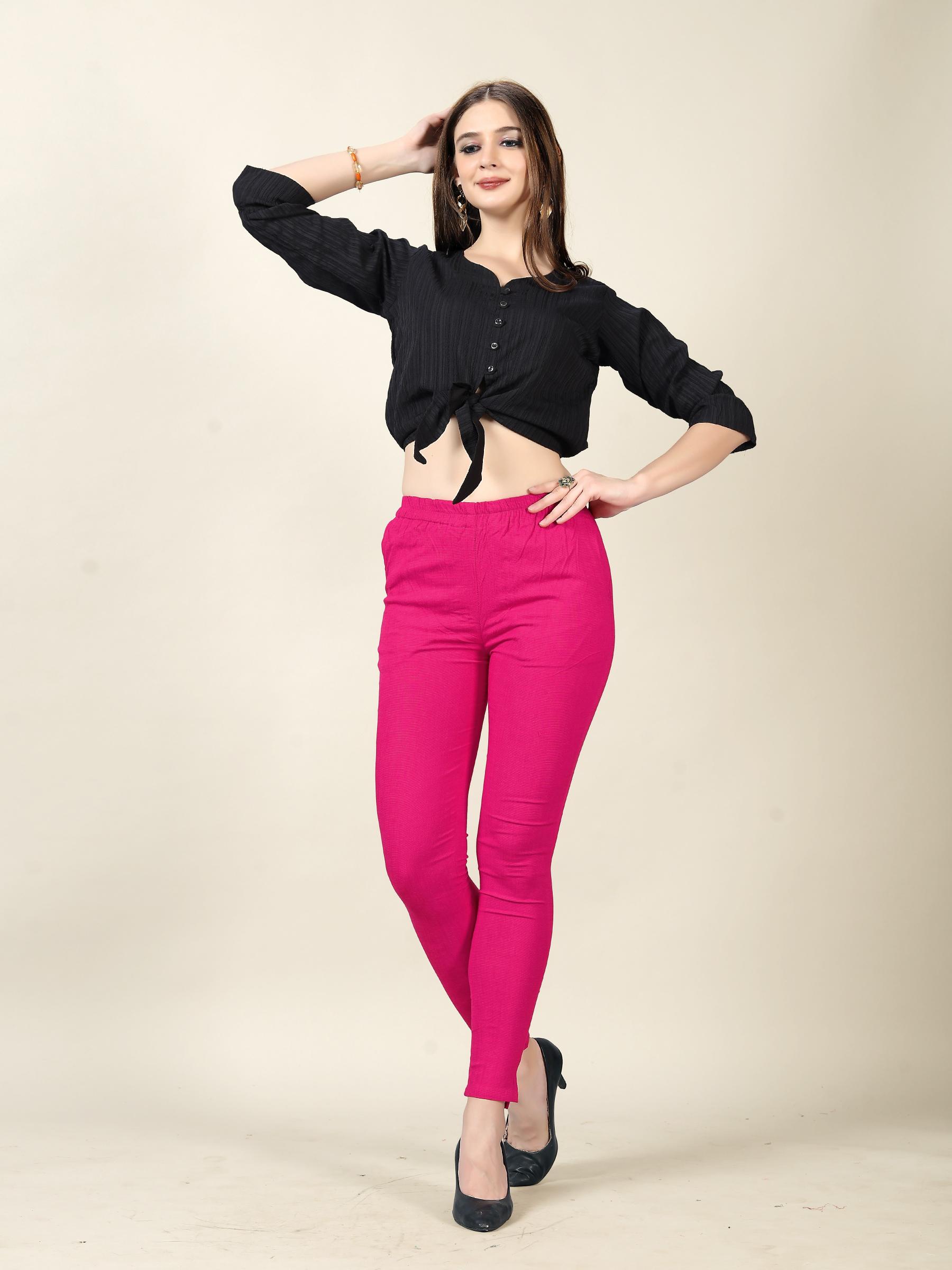 Rani Pink Rayon Lycra Readymade Pant