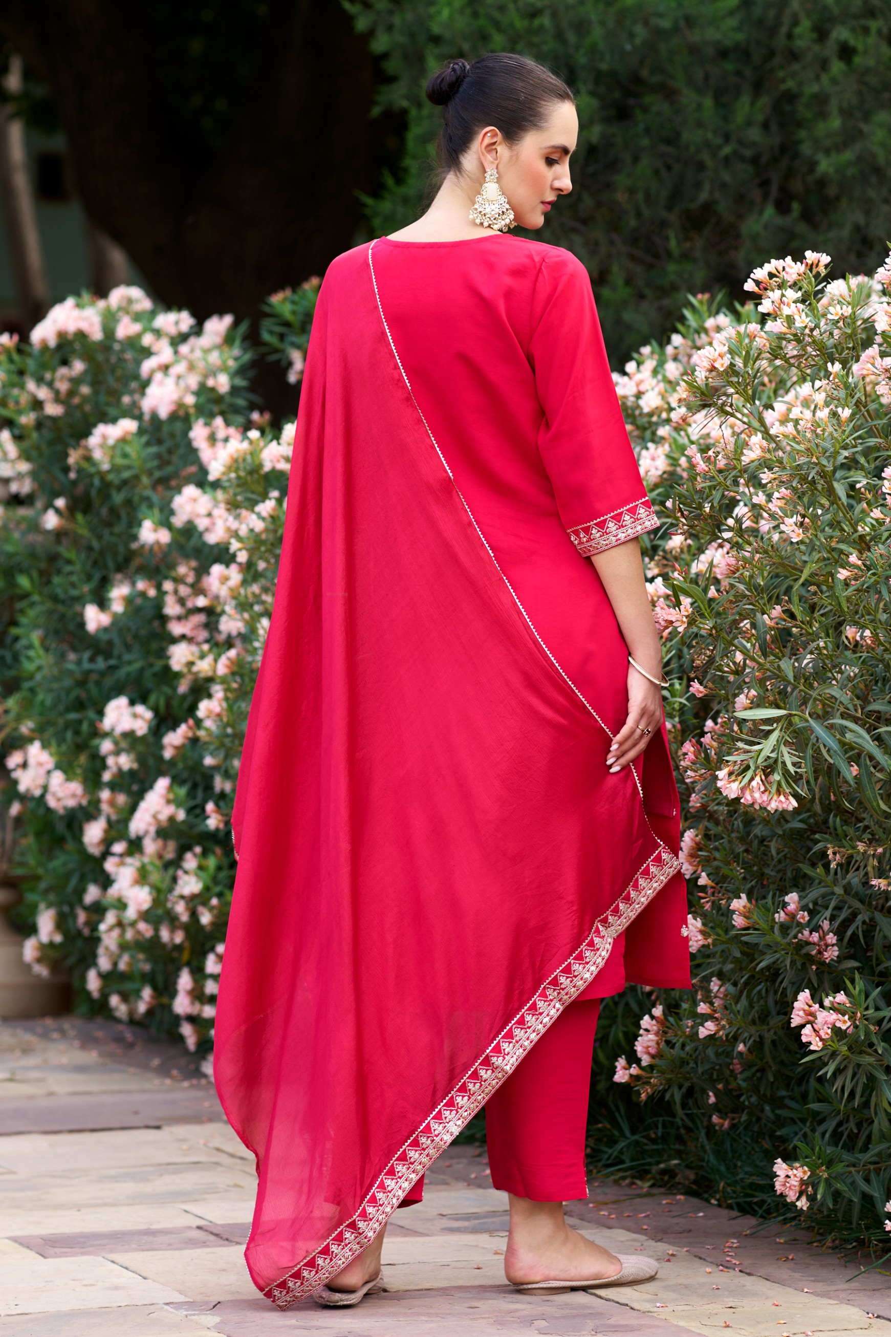 Rani Pink Silk Blend Embroidered Salwar Suit — alternate view