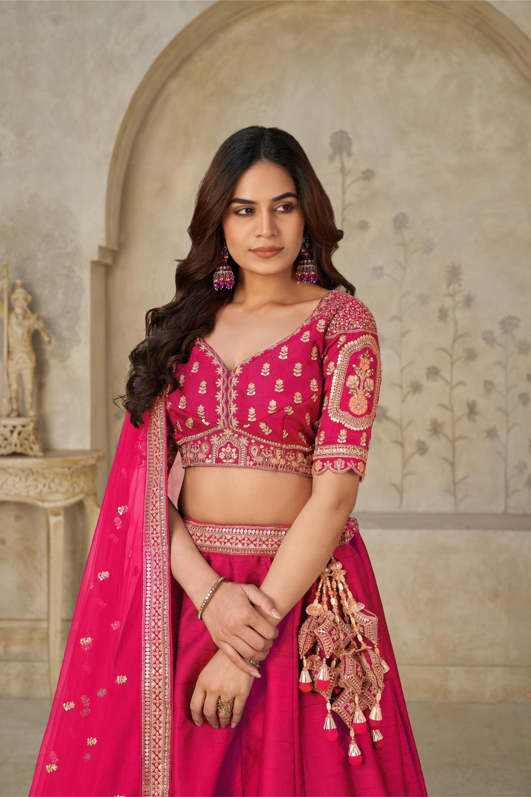 Rani Pink Silk Lehenga Choli