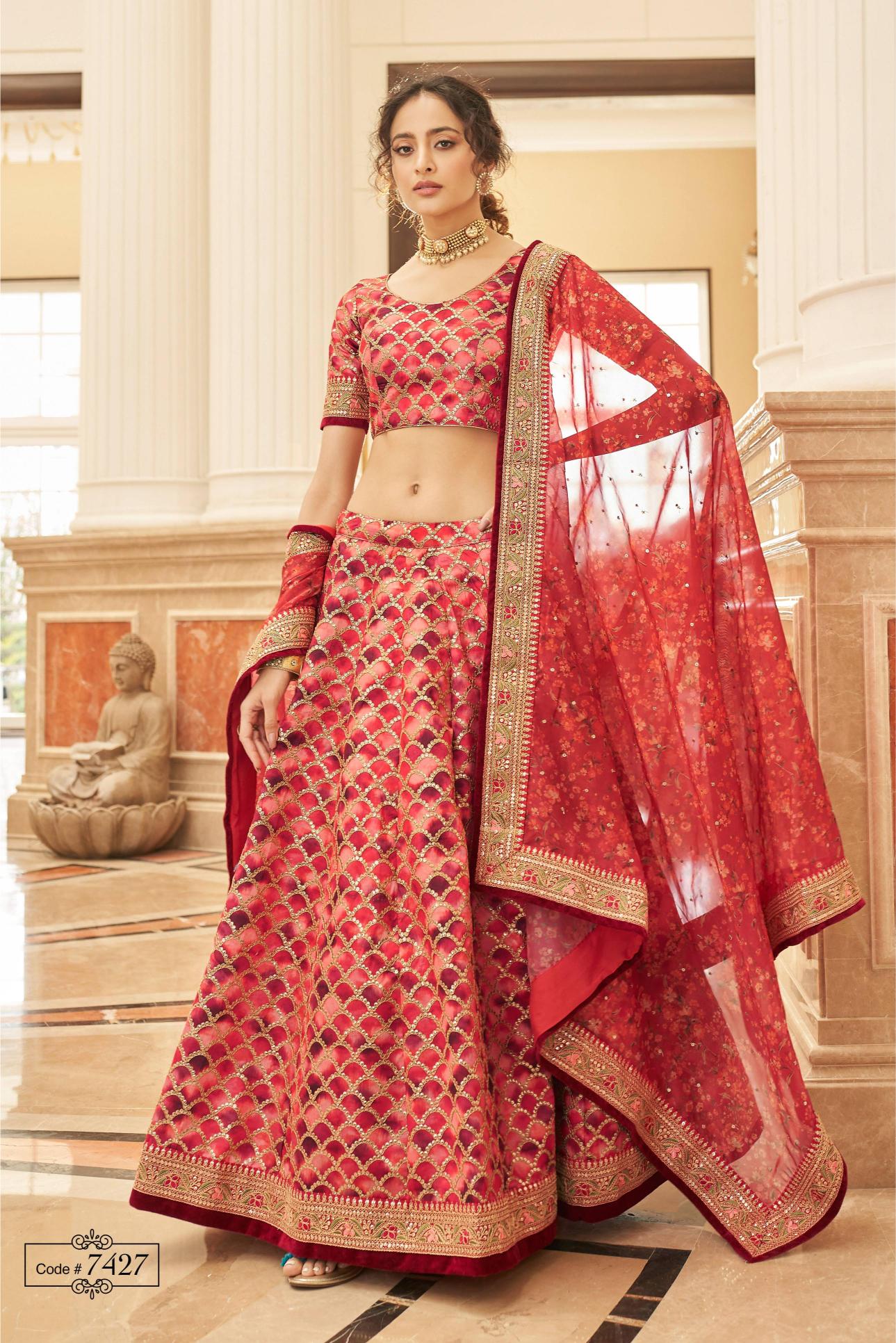 Red Art Silk Lehenga Choli