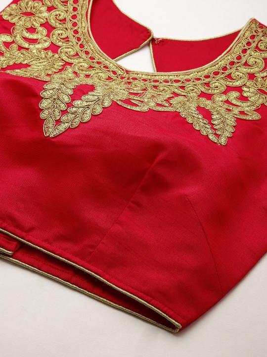 Red Art Silk Readymade Blouse