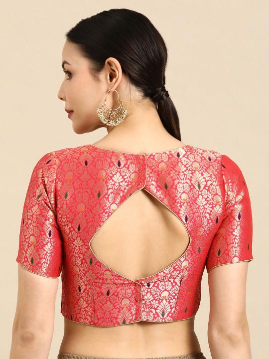 Red Banarasi Silk Jacquard Readymade Blouse — alternate view