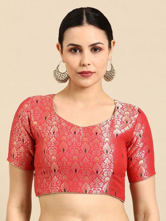 Red Banarasi Silk Jacquard Readymade Blouse
