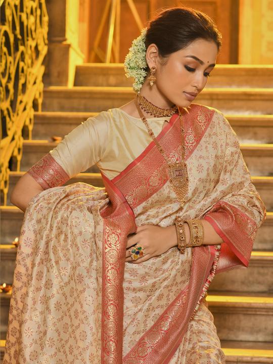 Red Banarasi Silk Saree — alternate view