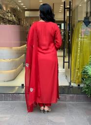 Red Chanderi Straight Pant Suit — alternate view