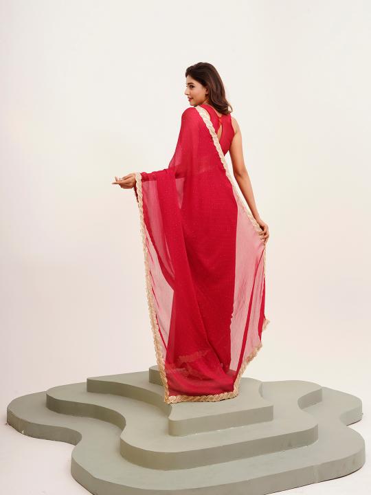 Red Chiffon Saree — alternate view