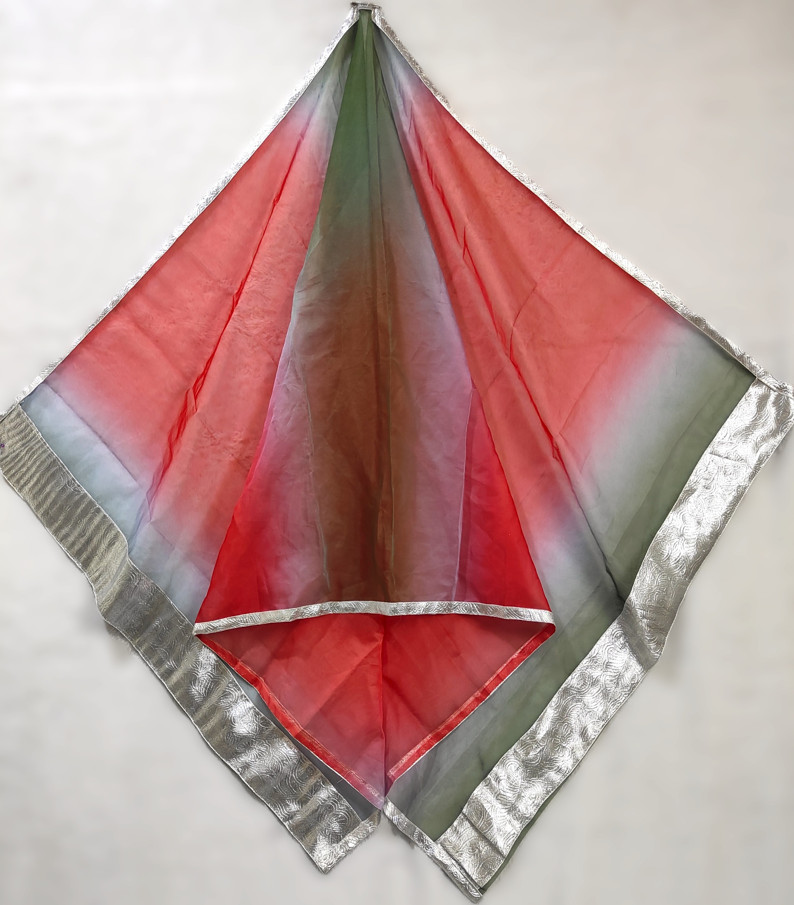 Red Designer Digital Printed Organza Dupatta — alternate view